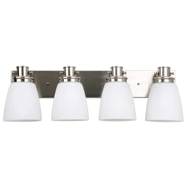 Design House Atkinson 28.38 in. 4-Lights Satin Nickel, Vanity Lights with No Additional Features
