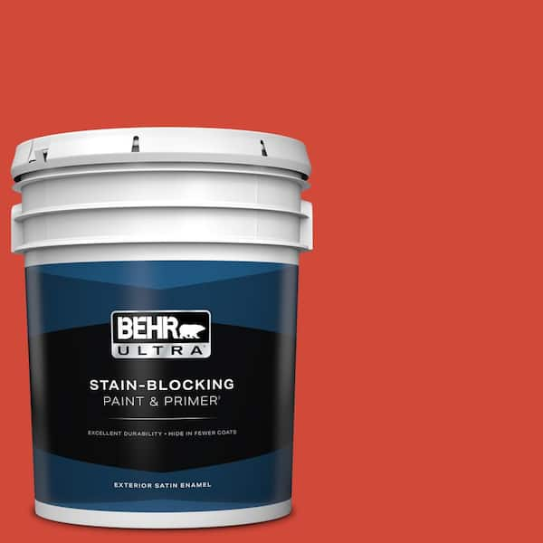 BEHR ULTRA 5 gal. #P180-7 Top Tomato Satin Enamel Exterior Paint & Primer