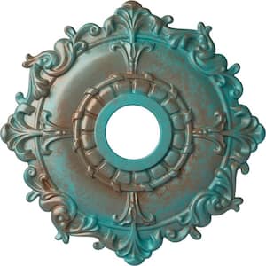 1-1/2 in. x 18 in. x 18 in. Polyurethane Riley Ceiling Medallion, Copper Green Patina