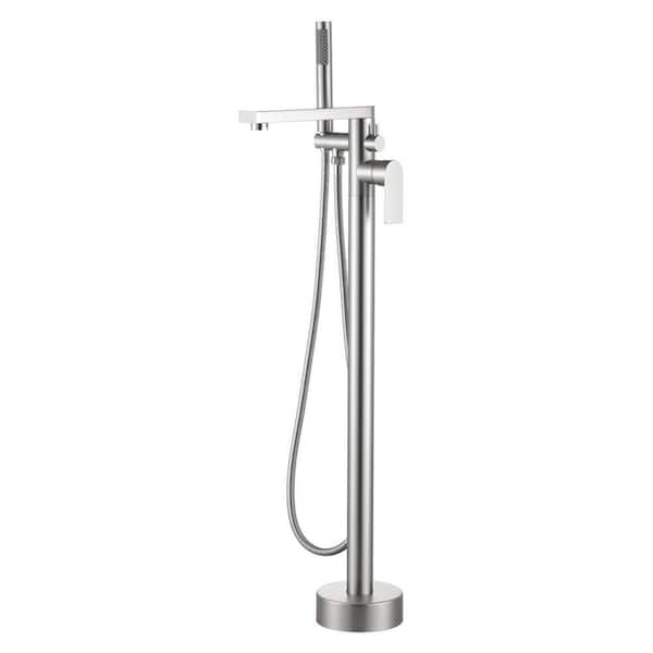 VEVETTA Single-Handle Freestanding Tub Faucet with Handheld Shower in. Brushed Nickel