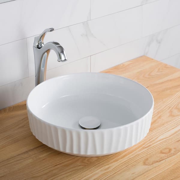 Viva 15.8 in. Round Vessel Bathroom Sink in White Vitreous China