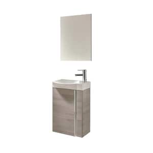 Elegance 18 in. W x 10 in. D x 24 in. H Single sink Bath Vanity in Sandy Grey with Vanity Top in White and Mirror