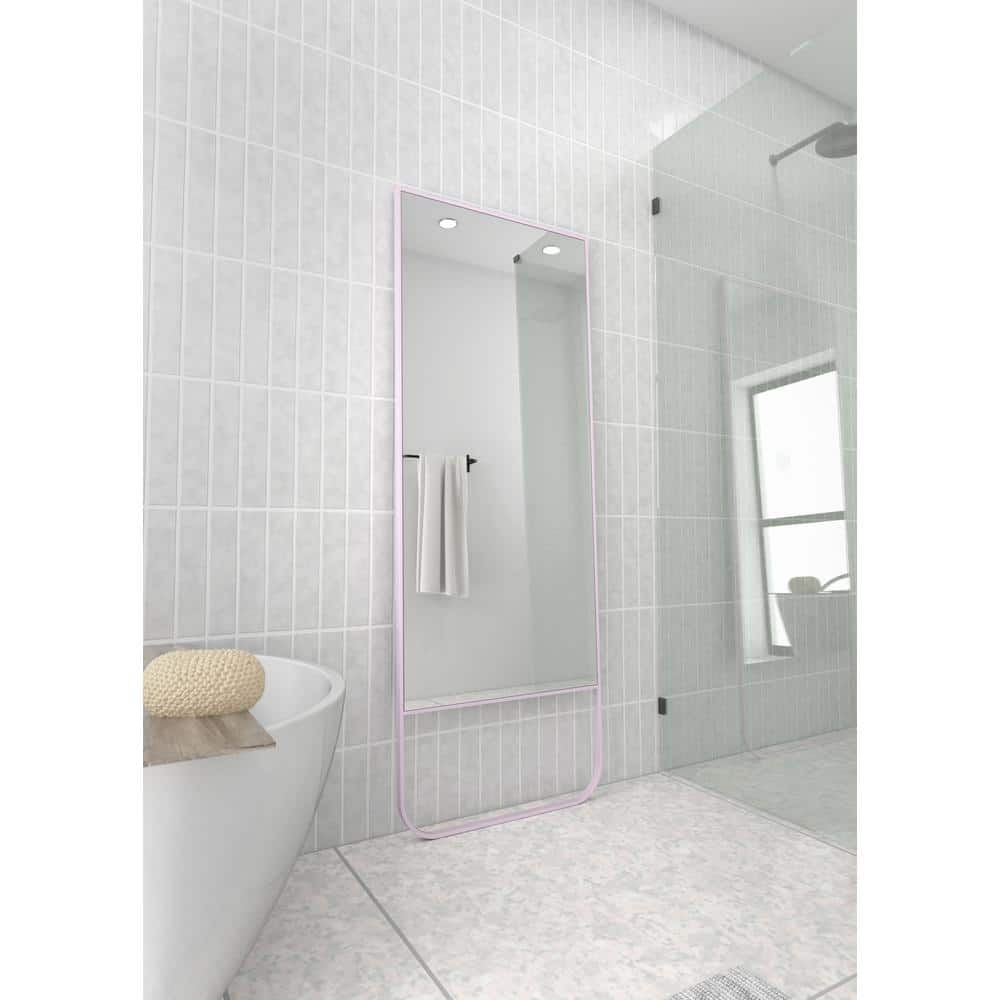 Glass Warehouse Leaner Dressing 24 In W X 67 In H Stainless Steel Framed Single Bathroom Vanity Mirror In Pink Mf Rad 67x24 P The Home Depot
