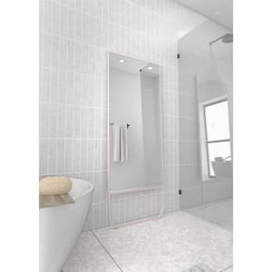 Leaner Dressing 24 in. W x 67 in. H Stainless Steel Framed Single Bathroom Vanity Mirror in Pink