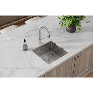 Crosstown 19 in. Undermount 1-Bowl 18-Gauge Polished Satin Stainless Steel Sink w/ Faucet