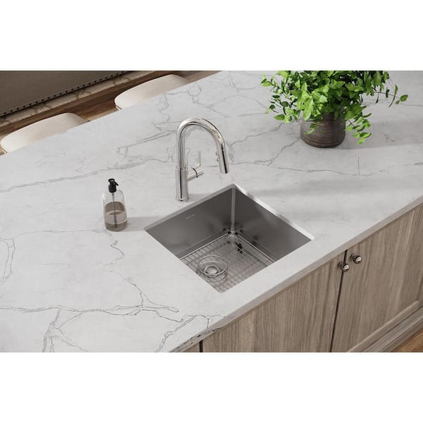 Crosstown 19 in. Undermount Single Bowl 18 G Polished Satin Stainless Steel Kitchen Sink Kit w/ Faucet and Accessories