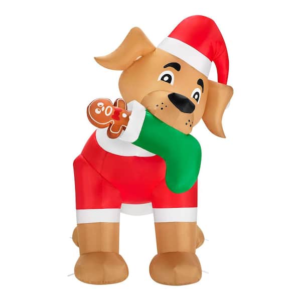 5 ft Animated LED Dog with Stocking Airblown Inflatable I10