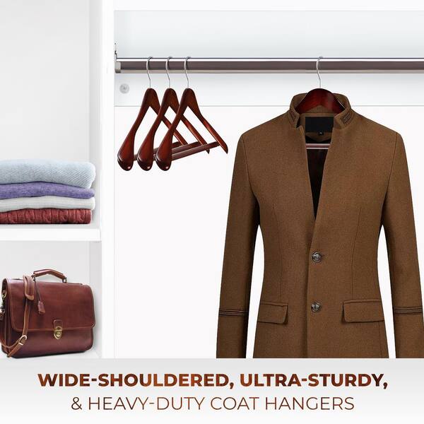 Osto 30 Pack Cherry Wooden Suit Hangers; Ultra-durable Smooth