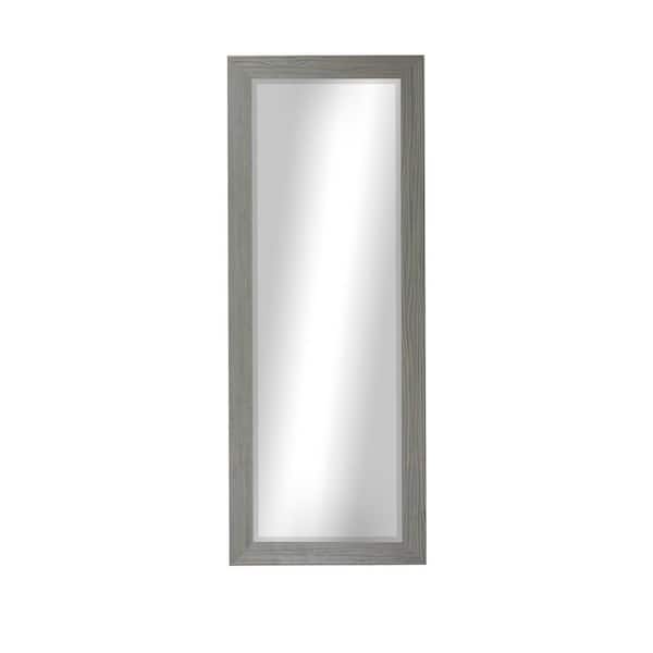 Unbranded Modern Rustic ( 32.25 in. W x 65.75 in. H ) Wooden Rectangular Weathered Grey Beveled Wall Mirror
