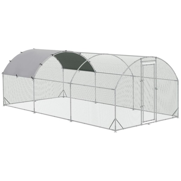 maocao hoom 9.2 ft. x 18.7 ft. x 6.5 ft. Walk-in Chicken Coop Metal Chicken Run with Waterproof and Anti-UV Cover, Poultry Fence