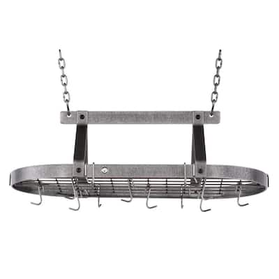 Kitchen Tek 304 Stainless Steel Wall Mounted Pot Rack - with Shelf, 18  Galvanized Hooks - 12 x 60 - 1 count box