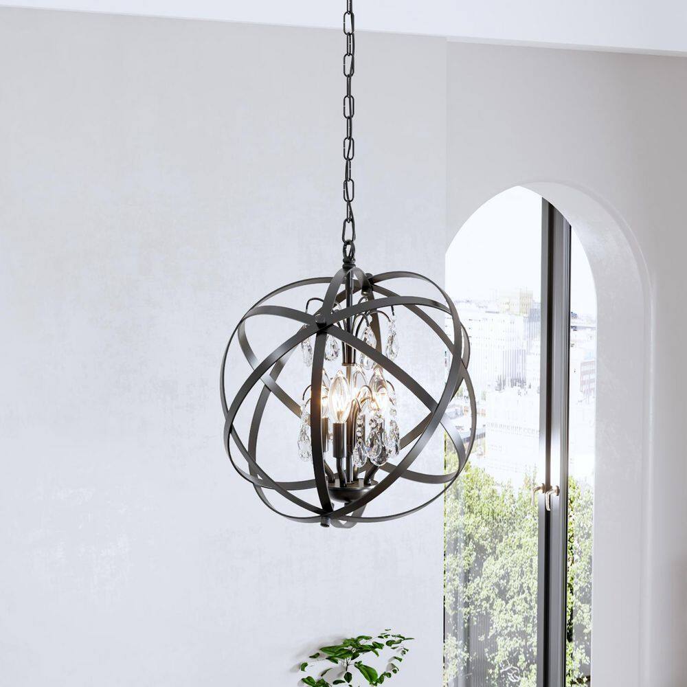 4-Light 16.5 in. Black Modern Globe Dimmable Chandeliers Dining Room Kitchen Ceiling Lights Foyer Bedroom Lighting price history on PriceWatchPro