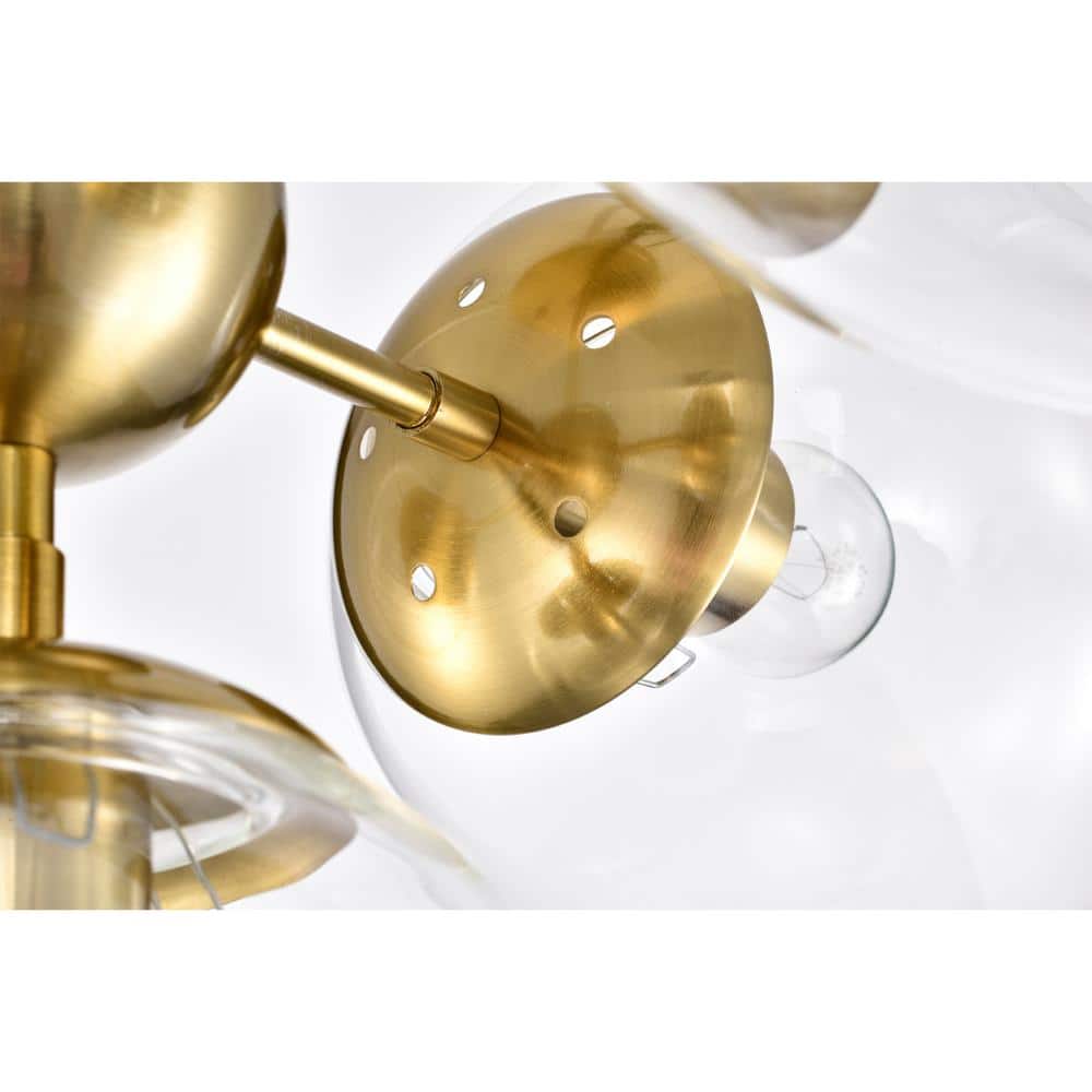Modern Polished Gold 5-Light Globe Semi-Flush Mount Ceiling Light