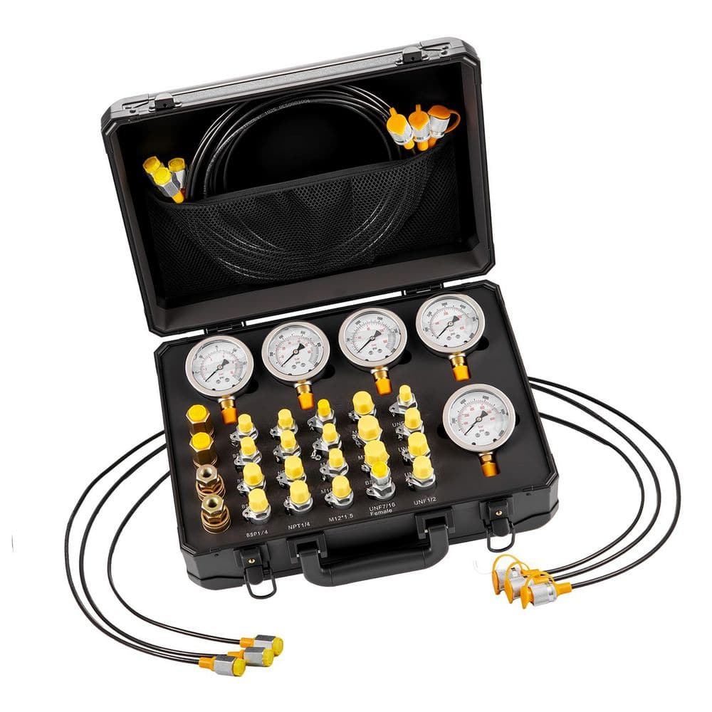 Hydraulic Pressure Test Kit, Hydraulic Gauge Kit 5 Gauges 20 Couplings 4 Quick-Release Couplers 3 Hoses, 150/9000 PSI price history on PriceWatchPro