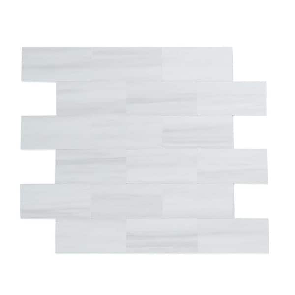 Jeedeson White 11.6 in. x 11.4 in. x 0.12 in. PVC Mixed Metal Peel and Stick Backsplash (10-Pack)