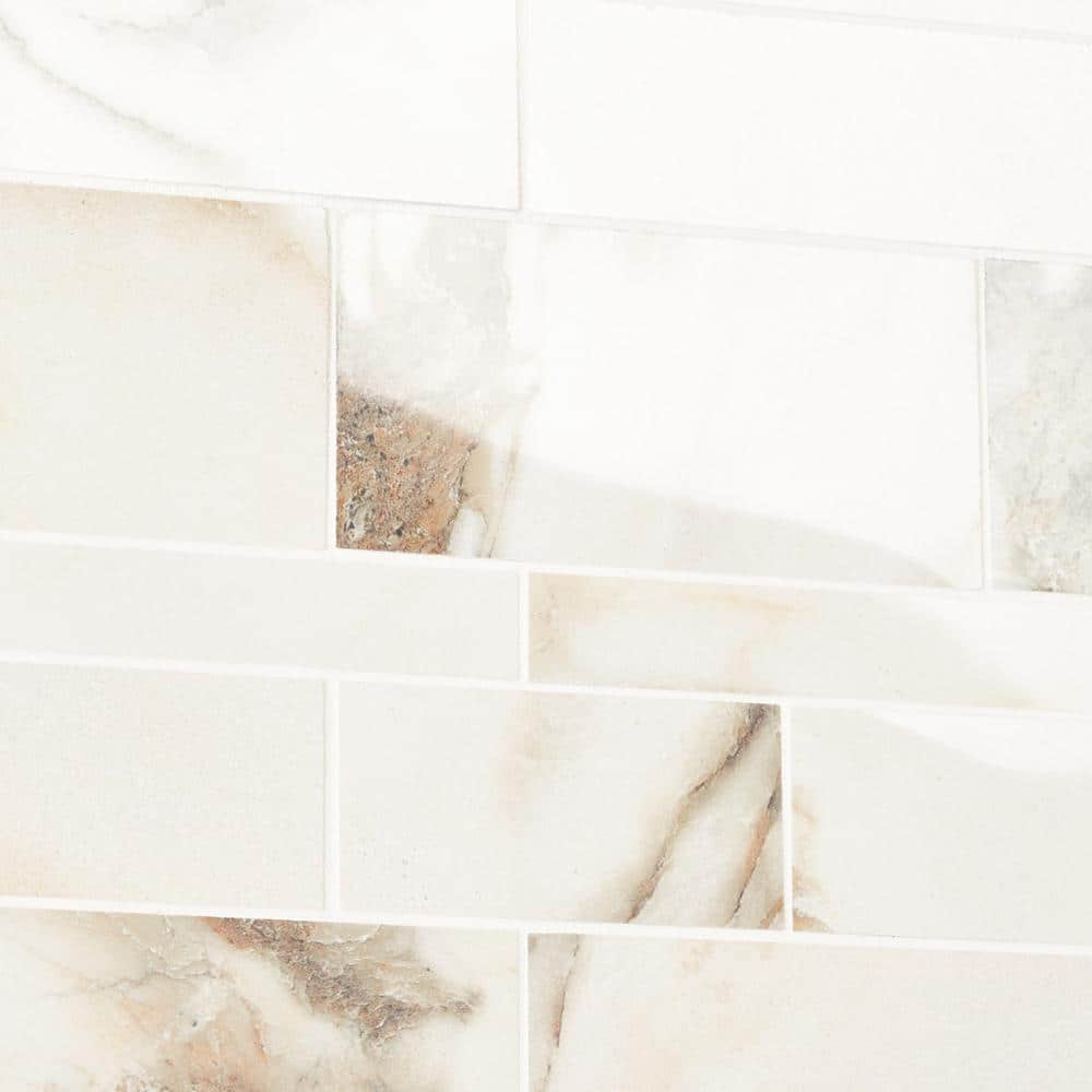 Calacatta Rustico Polished Porcelain Marble Look Mosaic Tile
