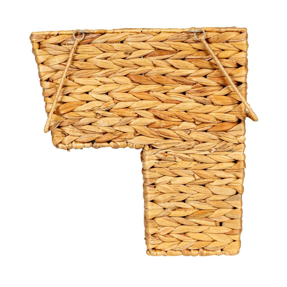 Natural Water Hyacinth Handwoven Wicker Stair Basket with Handles