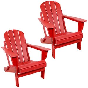 Foldable Adirondack Chair - Set of 2 - Red
