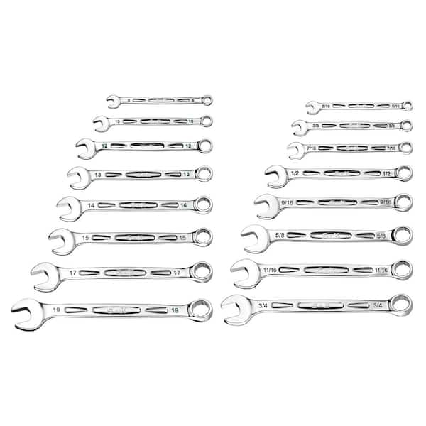 SK01368 Drop-forged Chrome-Vanadium Steel Metric/SAE Combination Wrench Set-Small Sized EVA (16-Pieces)