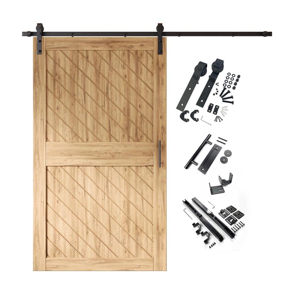 XT2 50 in. x 84 in. C-Panel Unfinished Slanted Stripe Design Solid Pine Wood Sliding Barn Door with Hardware Kit price history on PriceWatchPro