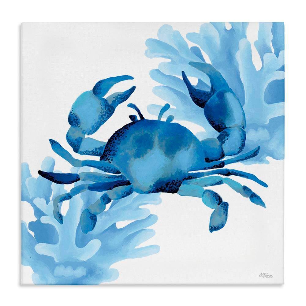 Blue Tone Crab and Coral by Cat Thurman Designs Unframed Animal Graphic Art Print 36 in. x 7 in. price history on PriceWatchPro