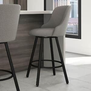 Kelsea 26 in. Silver Grey Polyester/Black Metal Swivel Counter Stool