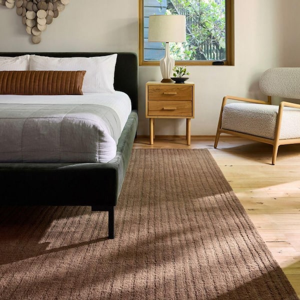 Southwest Striped Wool Dark Brown 10 ft. x 14 ft. Indoor/Outdoor Patio Area Rug