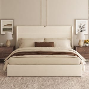 Roy Oatmeal 84"W Lift Up Storage Upholstered Platform Bed