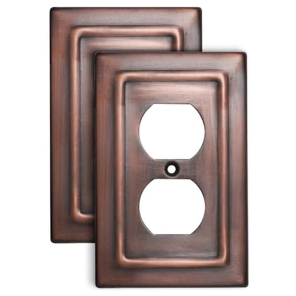 Monarch Abode Architectural 1-Gang Antique Copper Duplex/Outlet Metal Wall Plate (2-Pack)
