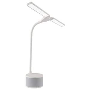 21.5 in. White Dual Shade LED Lamp with Bluetooth Speaker and USB