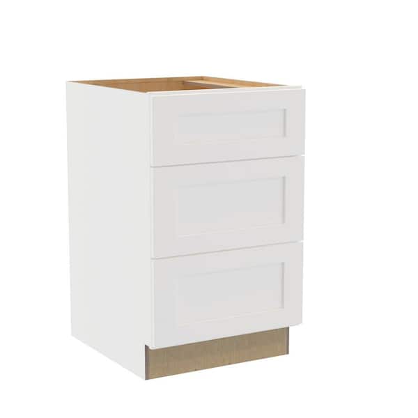 Home Decorators Collection Newport Pacific White Painted Plywood Shaker Assembled Base Drawer Kitchen Cabinet 21 W in. 24 D in. 34.5 in. H