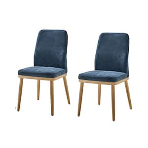 Manuel Mid-century Modern Upholstered Dining Chair Set of 2-NAVY