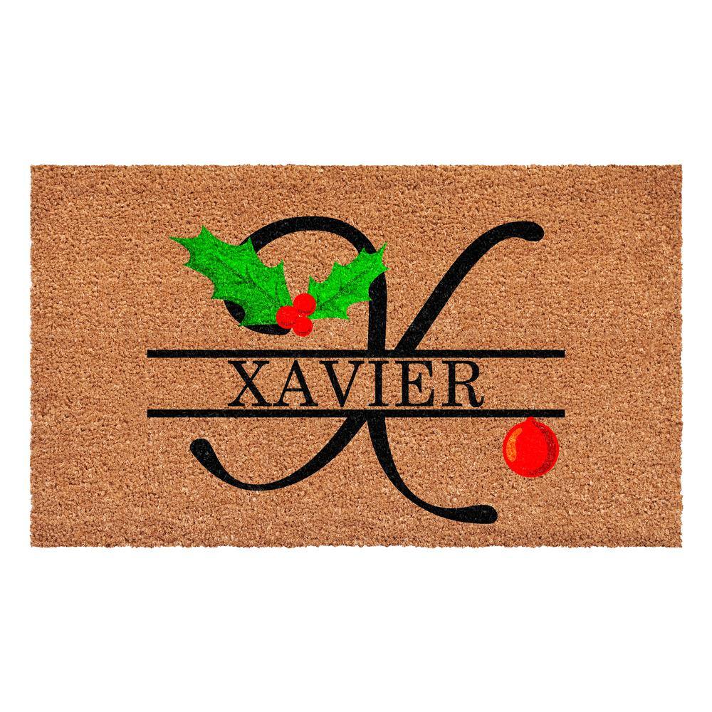 Christmas Holly 36 in. x 24 in. Coir Monogrammed Letter X Door Mat price history on PriceWatchPro