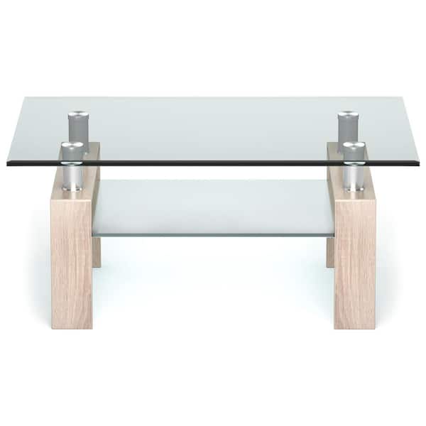 Costway 39 in. Black 17.5 in. Rectangle Glass Coffee Table