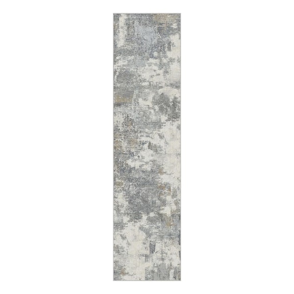 Shka Blue 2 ft. x 8 ft. Modern Abstract Runner Rug