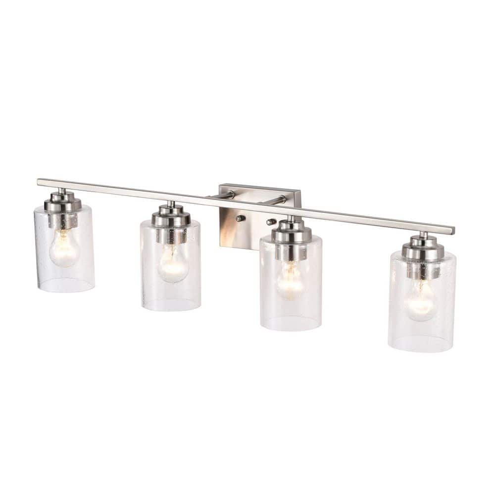 31 in. 4-Light Brushed Nickel Vanity Light with Seedy Glass Shades price history on PriceWatchPro