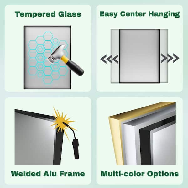 55 in. W x 30 in. H Silver Aluminum Rectangular Framed Wall Bathroom Vanity Wall Mount Mirror