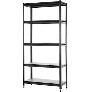 Heavy-Duty Storage Shelves With 5 Adjustable Levels, Garage Storage Shelves, Metal Shelves in Black