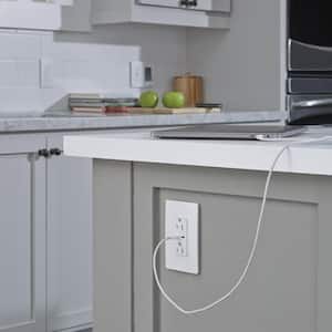 radiant 15 Amp 125-Volt Decorator Duplex Outlet with 6.0 Amp Type C/C USB, White