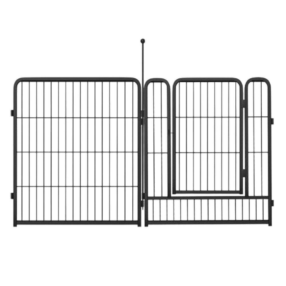 24 in. Heavy Duty Metal Garden Fence for Dogs and Rabbits, 16 Panels, Black