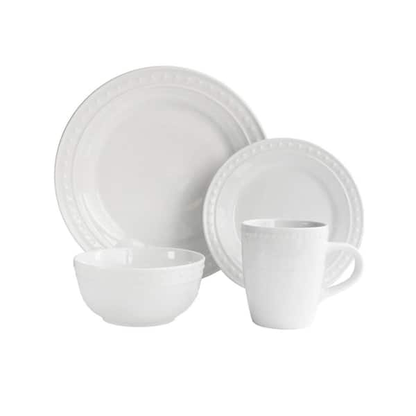 Elle Decor 16-Piece Solid White Porcelain Dinnerware Set (Service for 4)
