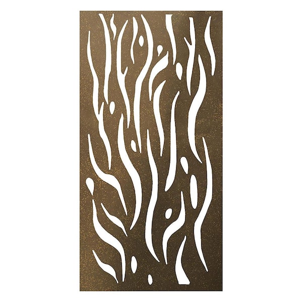 Stratco 6 ft. x 3 ft. Steel Privacy Screen Wall Art Panel, Kelp Design