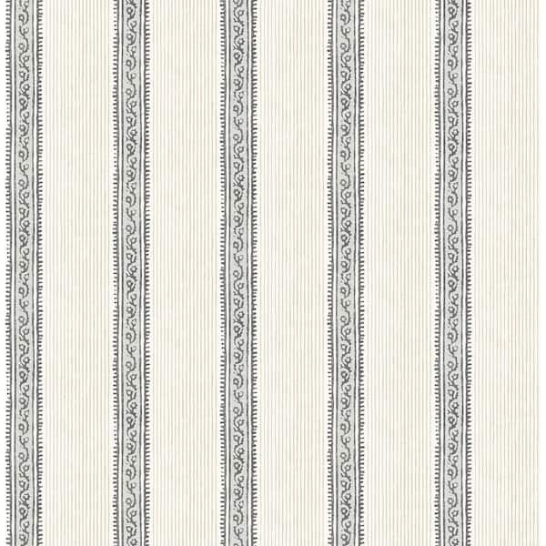 Mandevilla Black Vine Stripe Wallpaper