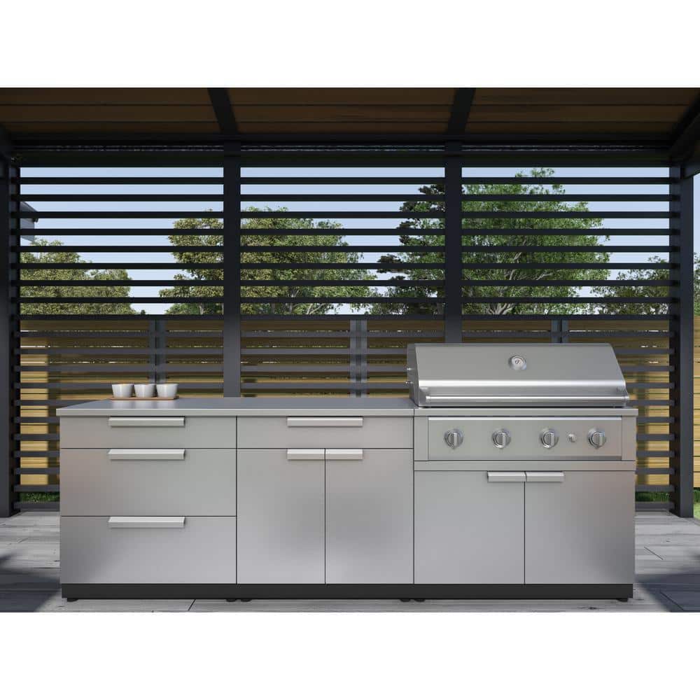 Stainless Steel Outdoor Kitchen Cabinet Set with Sink and Grill Cabinet