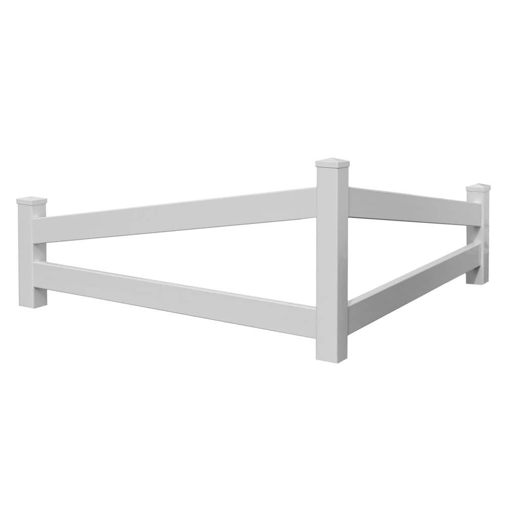 VITA 60"L x 60"W x 30"H Split Rail Vinyl Corner Fence, White, VA20236