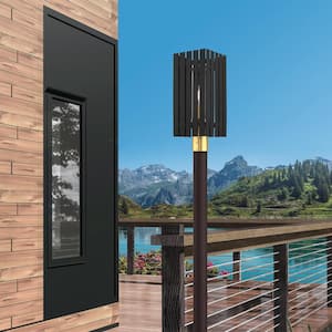 Bellshire 20 in. 1-Light Black Cast Brass Hardwired Outdoor Rust Resistant Post Light with No Bulbs Included
