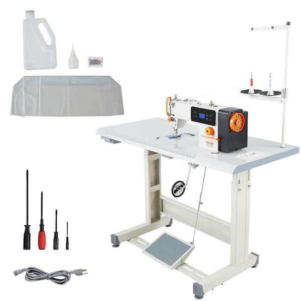 Industrial Sewing Machine, 5000 s.p.m Heavy-Duty Lockstitch Sewing Machine with 550-Watt Servo Motor and Table Stand