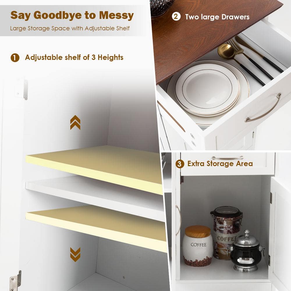 White and Vermilion MDF Kitchen Sideboard with Drawers and Cabinets