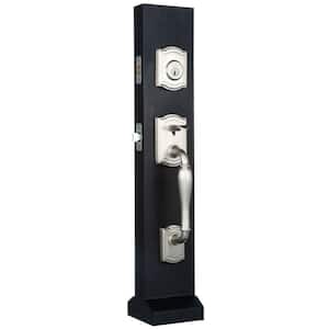 Prestige Wesley Single Cylinder Satin Nickel Exterior Door Handleset with Alcott Entry Door Knob feat SmartKey Security