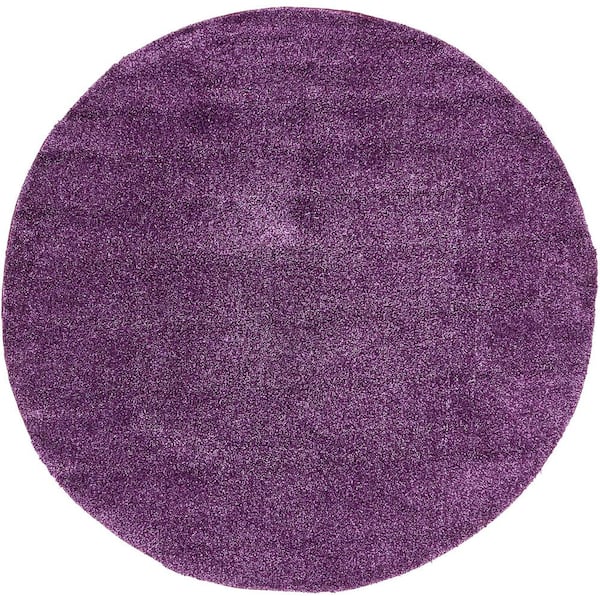 Unique Loom Solo Calabasas Violet 8' 0 x 8' 0 Round Rug
